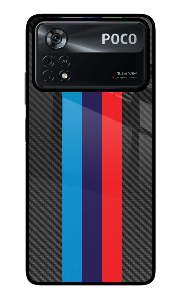 BMW Stripes Pattern Poco X4 Pro Glass Case