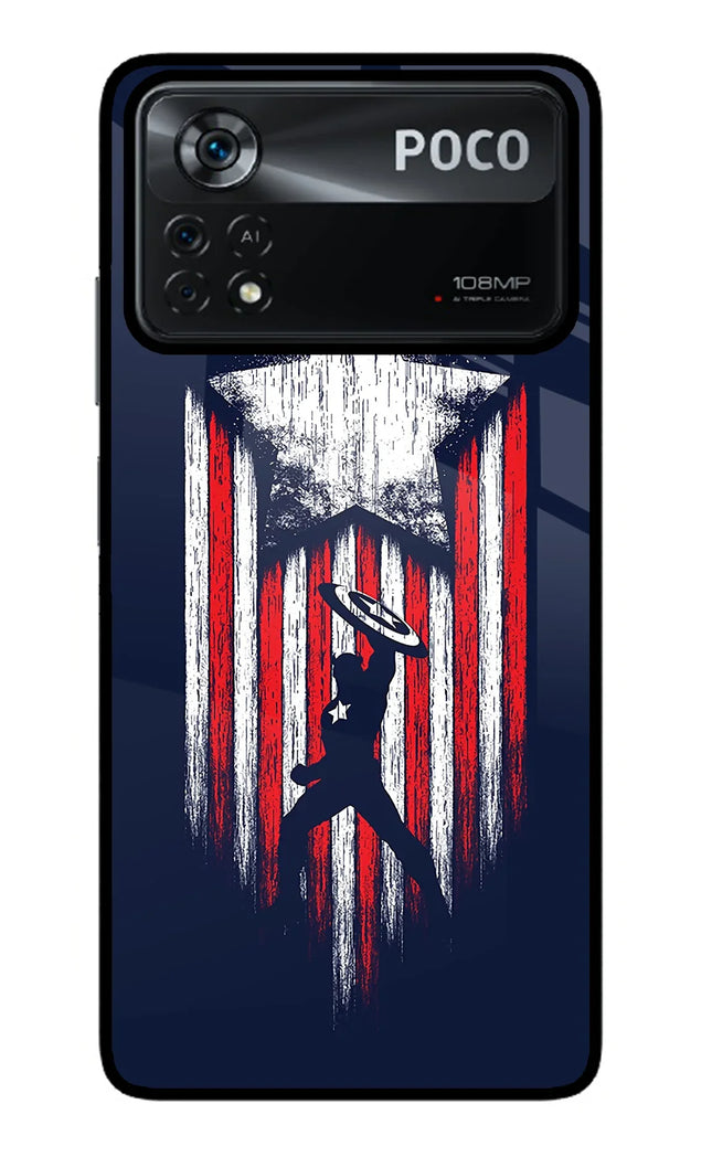 Captain America Marvel Art Poco X4 Pro Glass Case