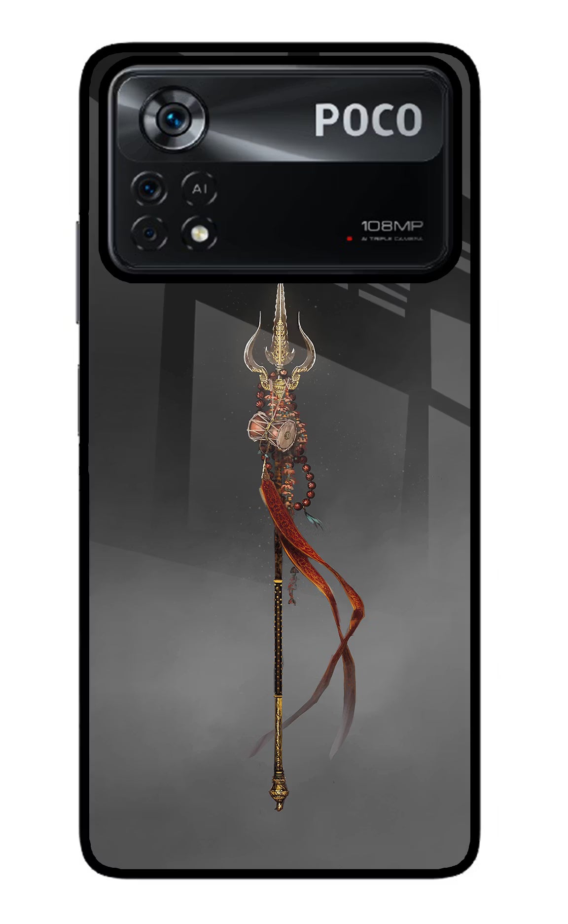 Shiv Trishul Poco X4 Pro Glass Case Back Cover by Casekaro