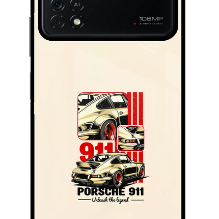 Classic Porsche 911 Poco X4 Pro Glass Case Back Cover by Casekaro