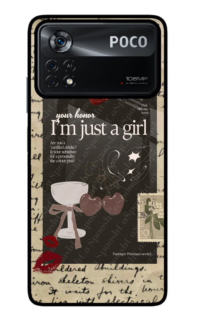 I am just a girl Poco X4 Pro Glass Case