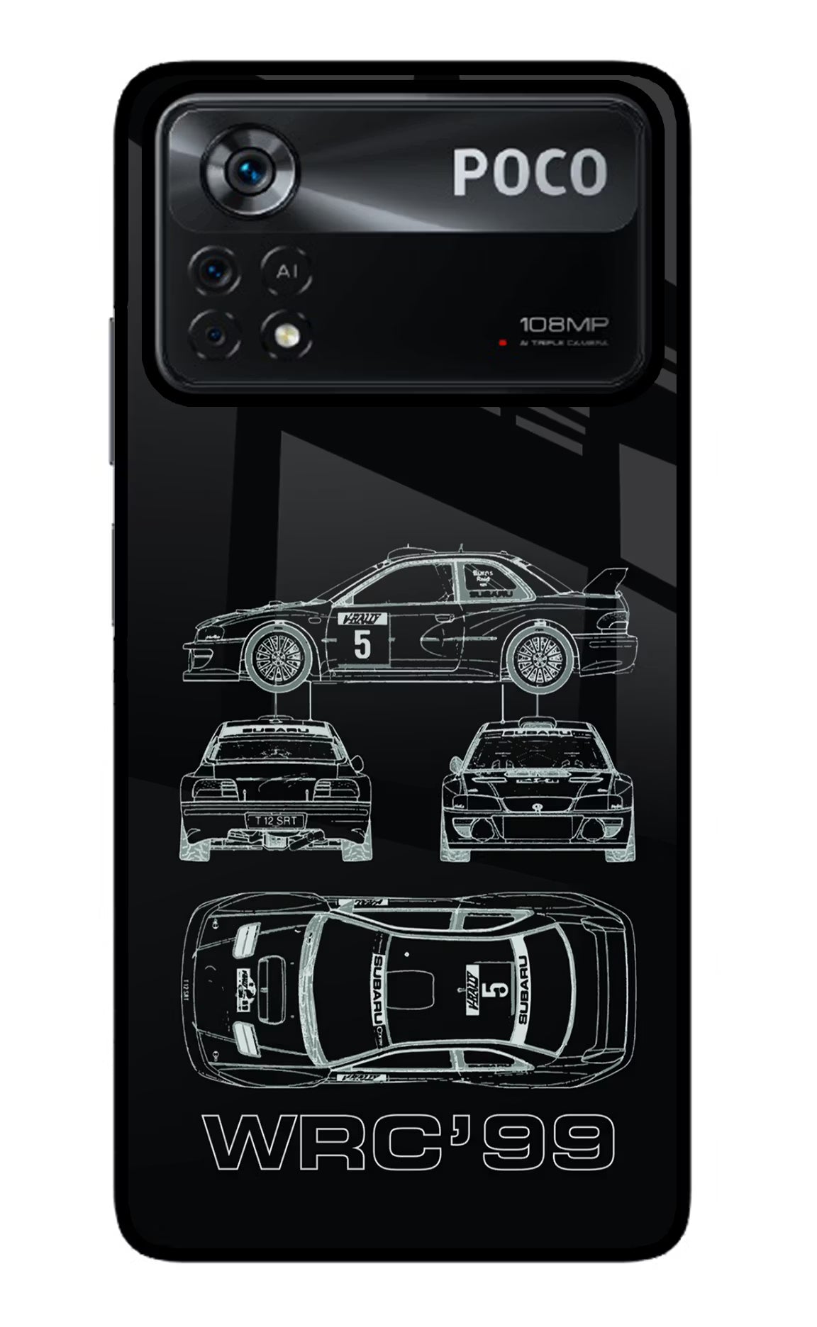WRC'99 Poco X4 Pro Glass Case Back Cover by Casekaro