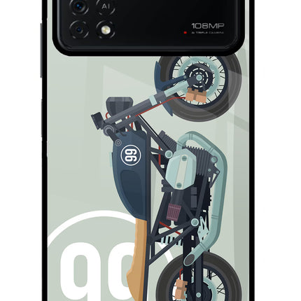 Classic Cafe Racer 99 Poco X4 Pro Glass Case Back Cover by Casekaro