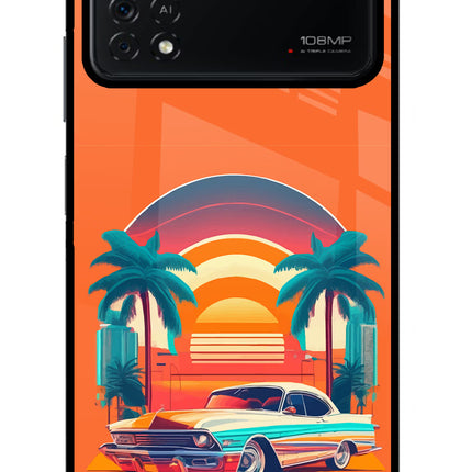Palm Drive 80s Poco X4 Pro Glass Case