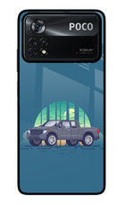 Retro Garage Vibe Poco X4 Pro Glass Case Back Cover by Casekaro