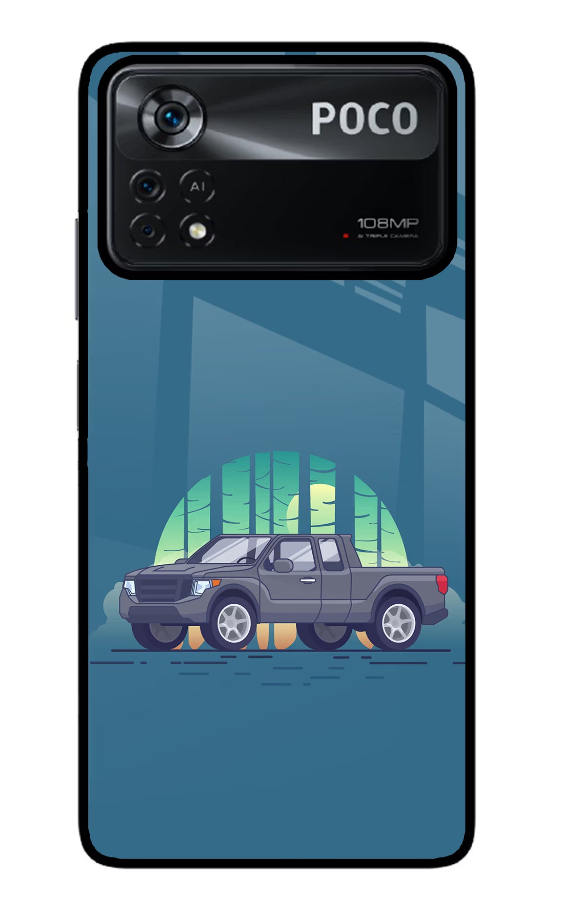 Retro Garage Vibe Poco X4 Pro Glass Case Back Cover by Casekaro