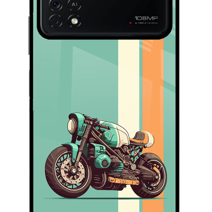 Striped Moto Drift Poco X4 Pro Glass Case
