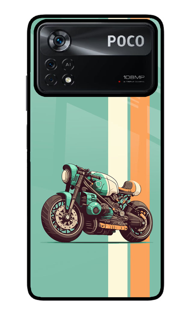 Striped Moto Drift Poco X4 Pro Glass Case