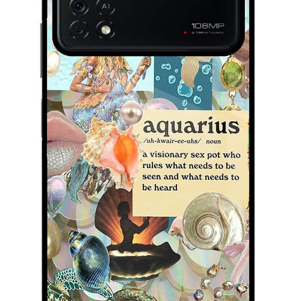 Aquarius Zodiac Poco X4 Pro Glass Case