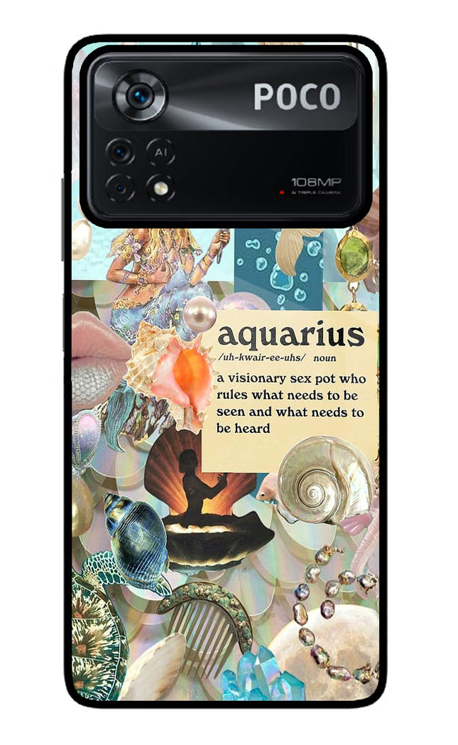 Aquarius Zodiac Poco X4 Pro Glass Case