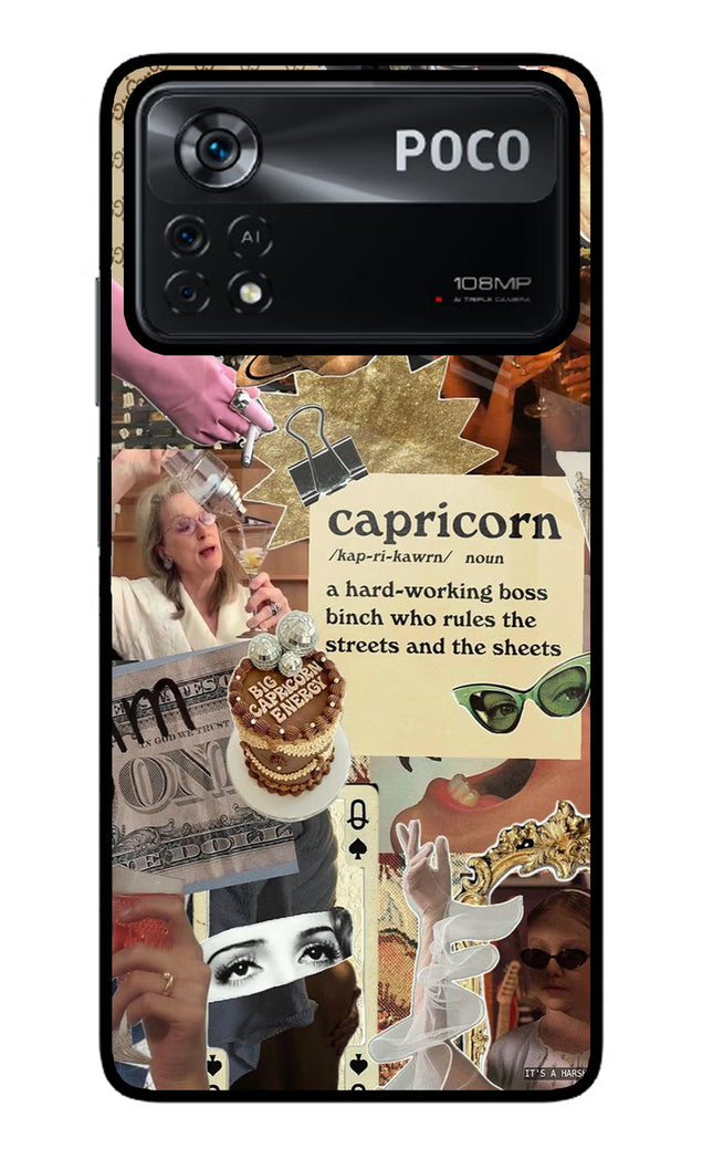 Capricorn Zodiac Poco X4 Pro Glass Case