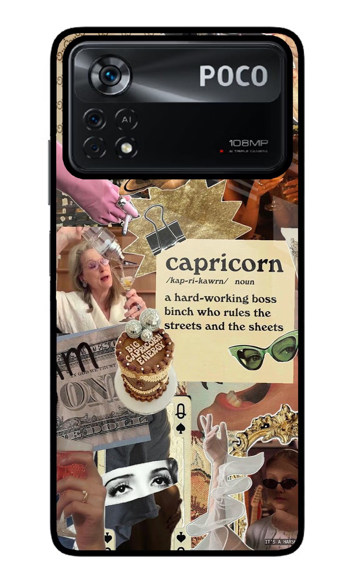 Capricorn Zodiac Poco X4 Pro Glass Case Back Cover by Casekaro