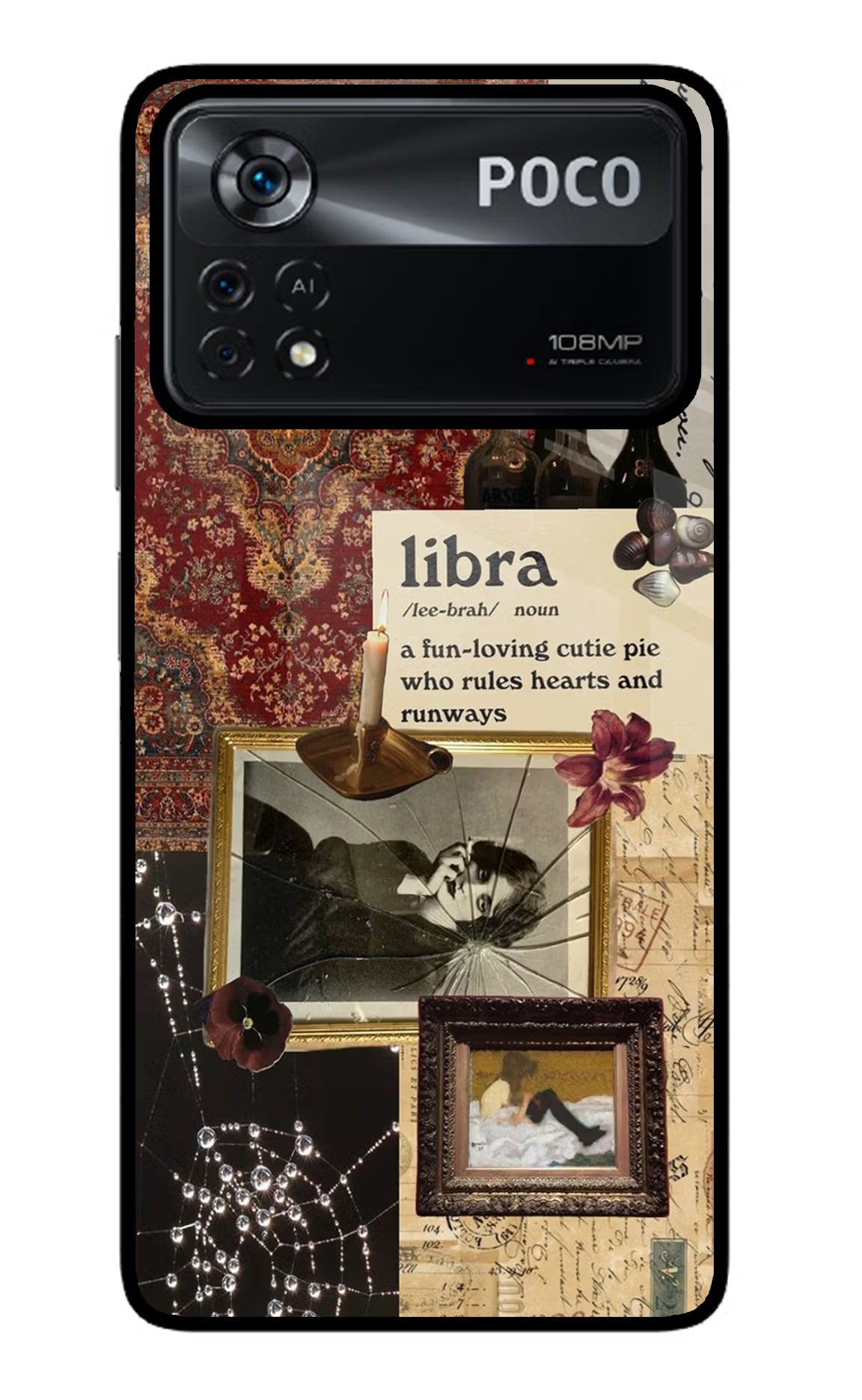 Libra Zodiac Poco X4 Pro Glass Case Back Cover by Casekaro