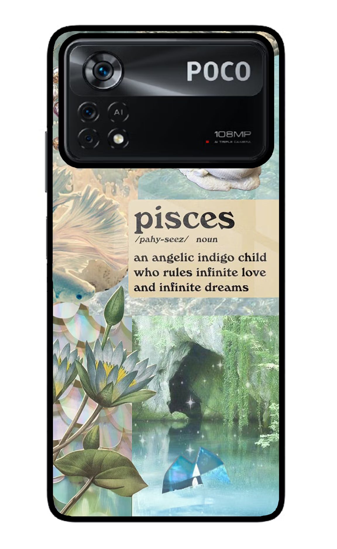 Pisces Zodiac Poco X4 Pro Glass Case Back Cover by Casekaro