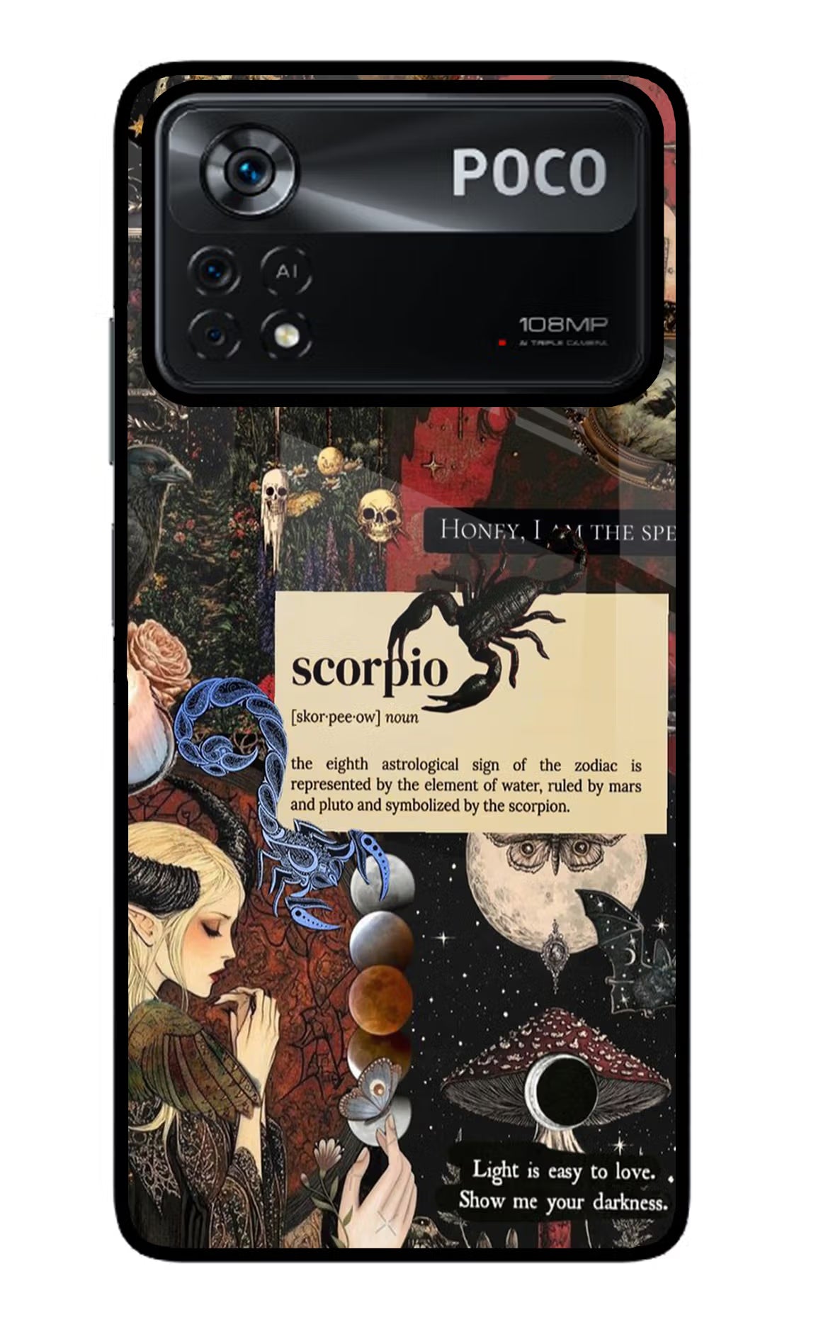 Scorpio Zodiac Poco X4 Pro Glass Case Back Cover by Casekaro