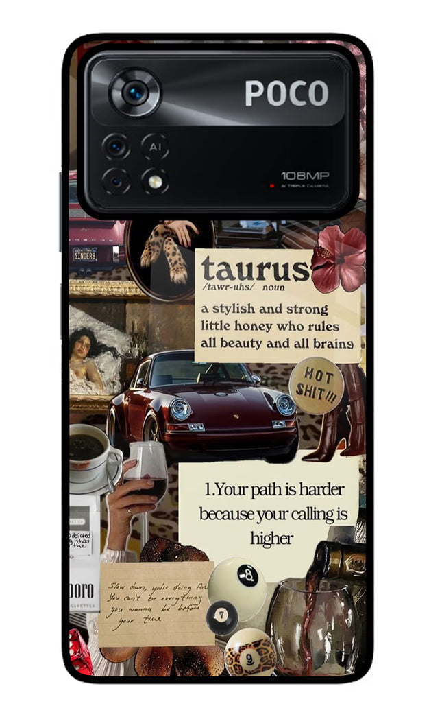 Taurus Zodiac Poco X4 Pro Glass Case