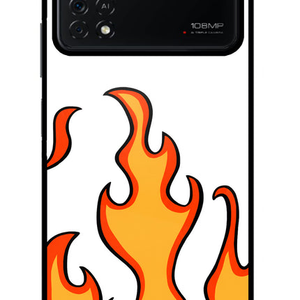 Fired Up – White Poco X4 Pro Glass Case
