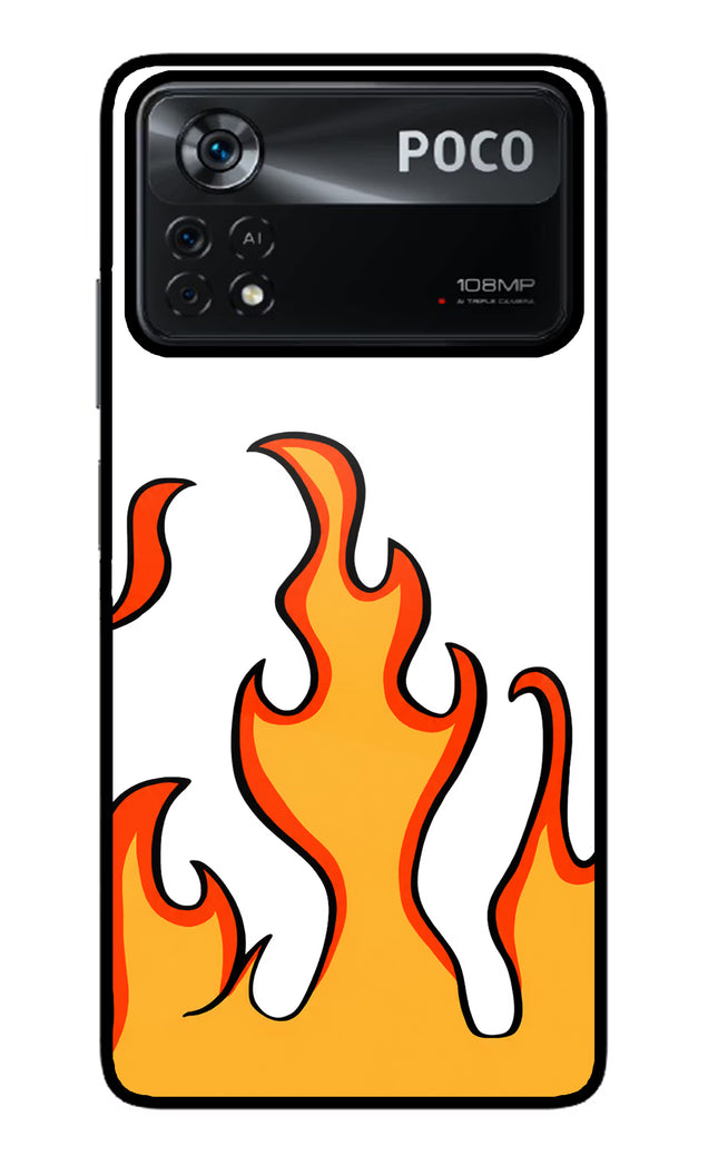 Fired Up – White Poco X4 Pro Glass Case
