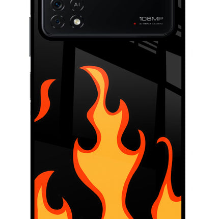 Fired Up – Black Poco X4 Pro Glass Case