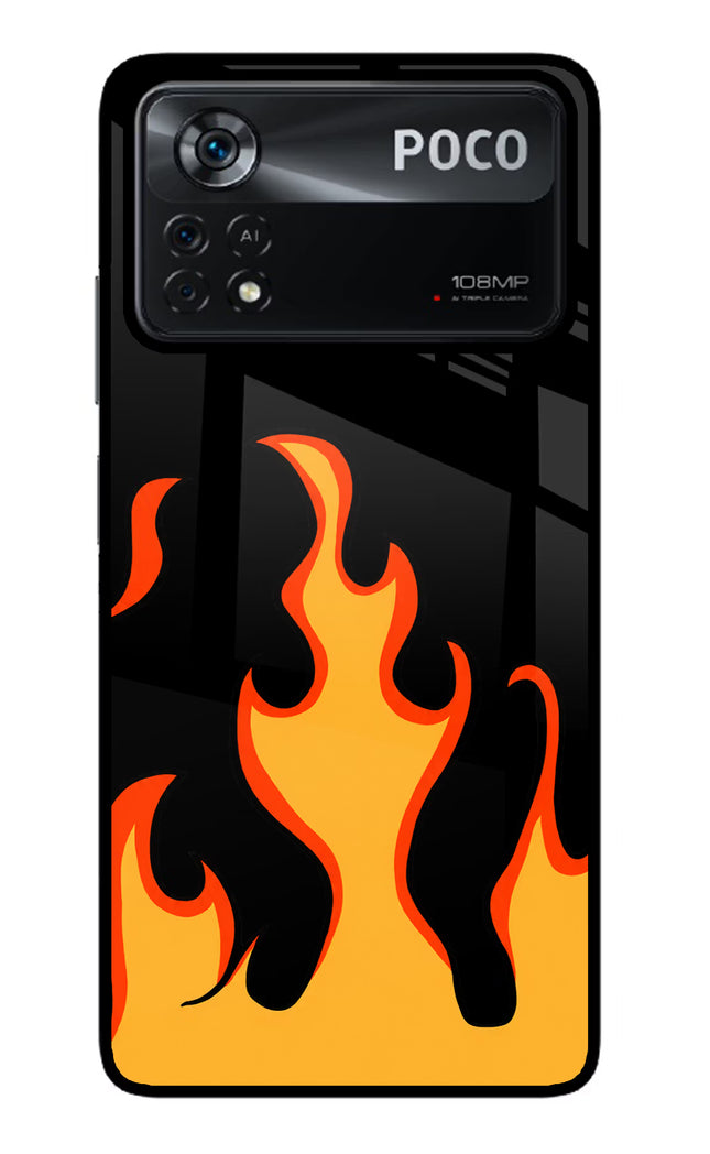 Fired Up – Black Poco X4 Pro Glass Case