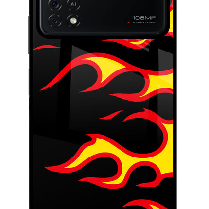 Side Sweep Flames Poco X4 Pro Glass Case