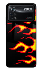 Side Sweep Flames Poco X4 Pro Glass Case
