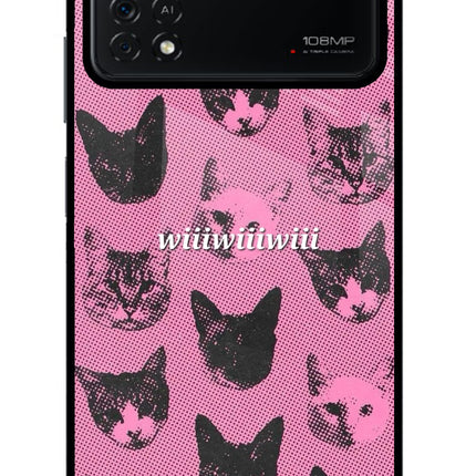 Pink Cats Poco X4 Pro Glass Case