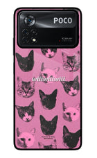 Pink Cats Poco X4 Pro Glass Case