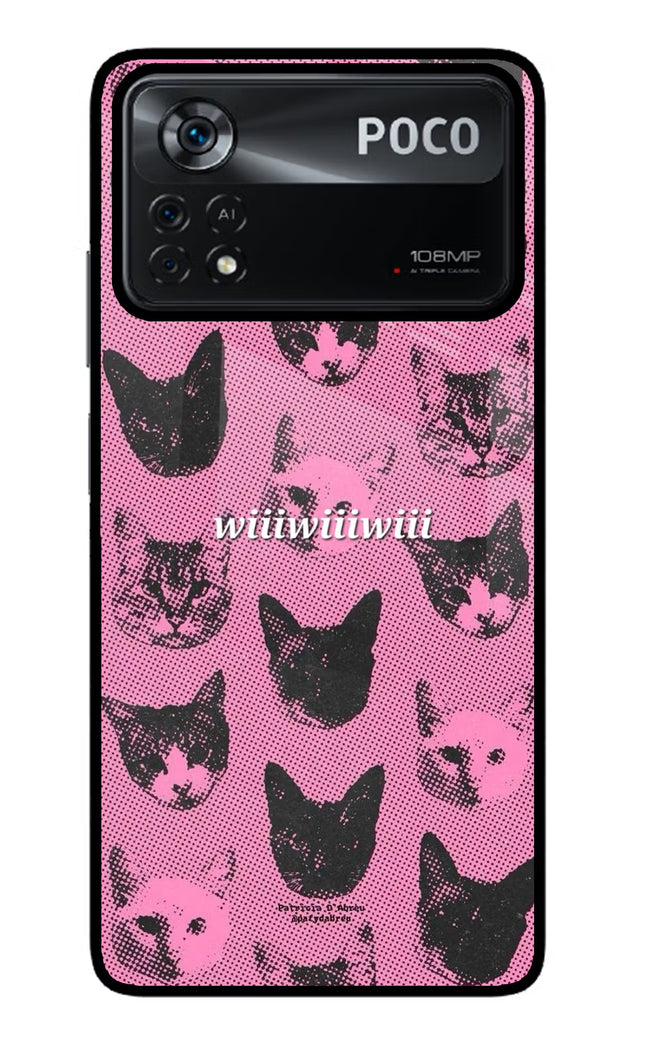 Pink Cats Poco X4 Pro Glass Case