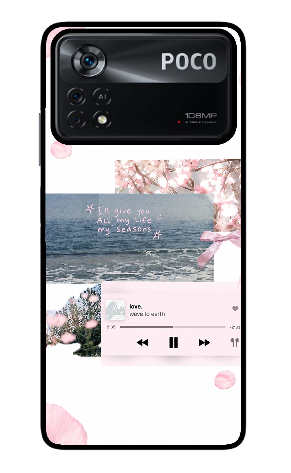 Wave to earth Poco X4 Pro Glass Case Back Cover by Casekaro