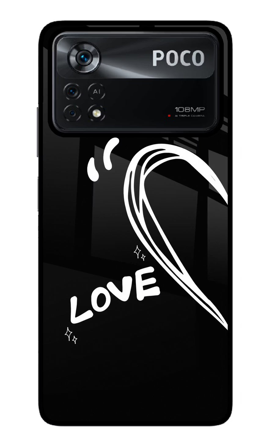 Love Line Poco X4 Pro Back Cover, Glass case