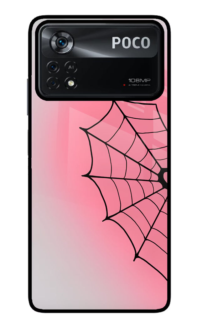 Pink Web Poco X4 Pro Glass Case