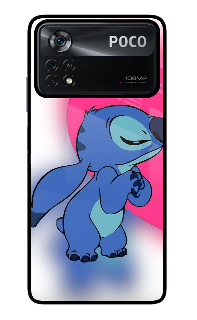 Stitch Hug Poco X4 Pro Glass Case