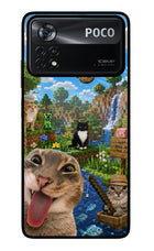 Minecraft Cat Chaos Poco X4 Pro Glass Case
