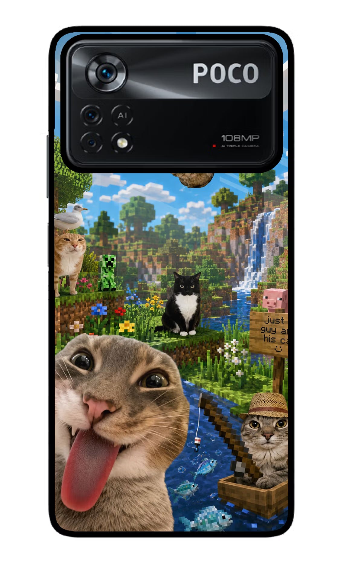 Minecraft Cat Chaos Poco X4 Pro Glass Case