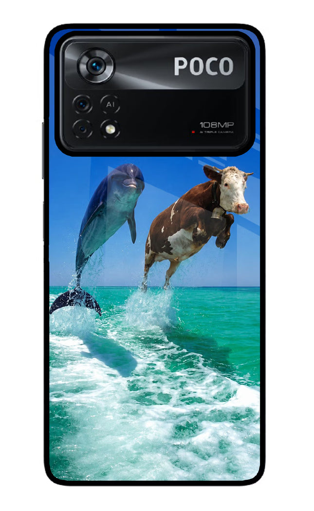 Dolphin vs Cow Poco X4 Pro Glass Case
