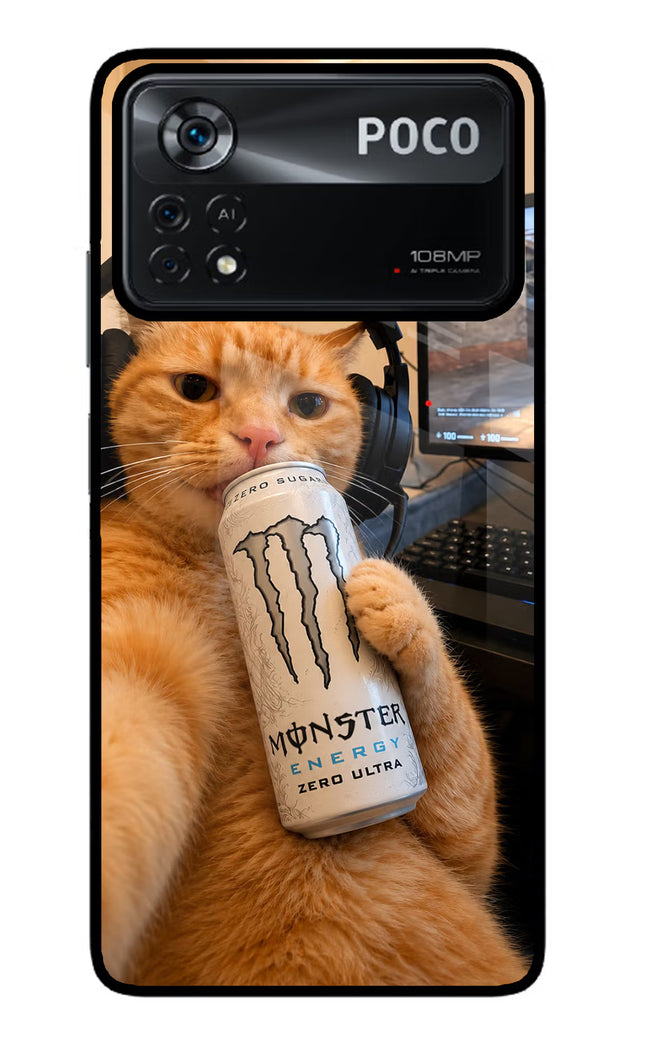 Gamer Cat Energy Poco X4 Pro Glass Case