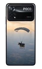 Skydiving Cow Poco X4 Pro Glass Case