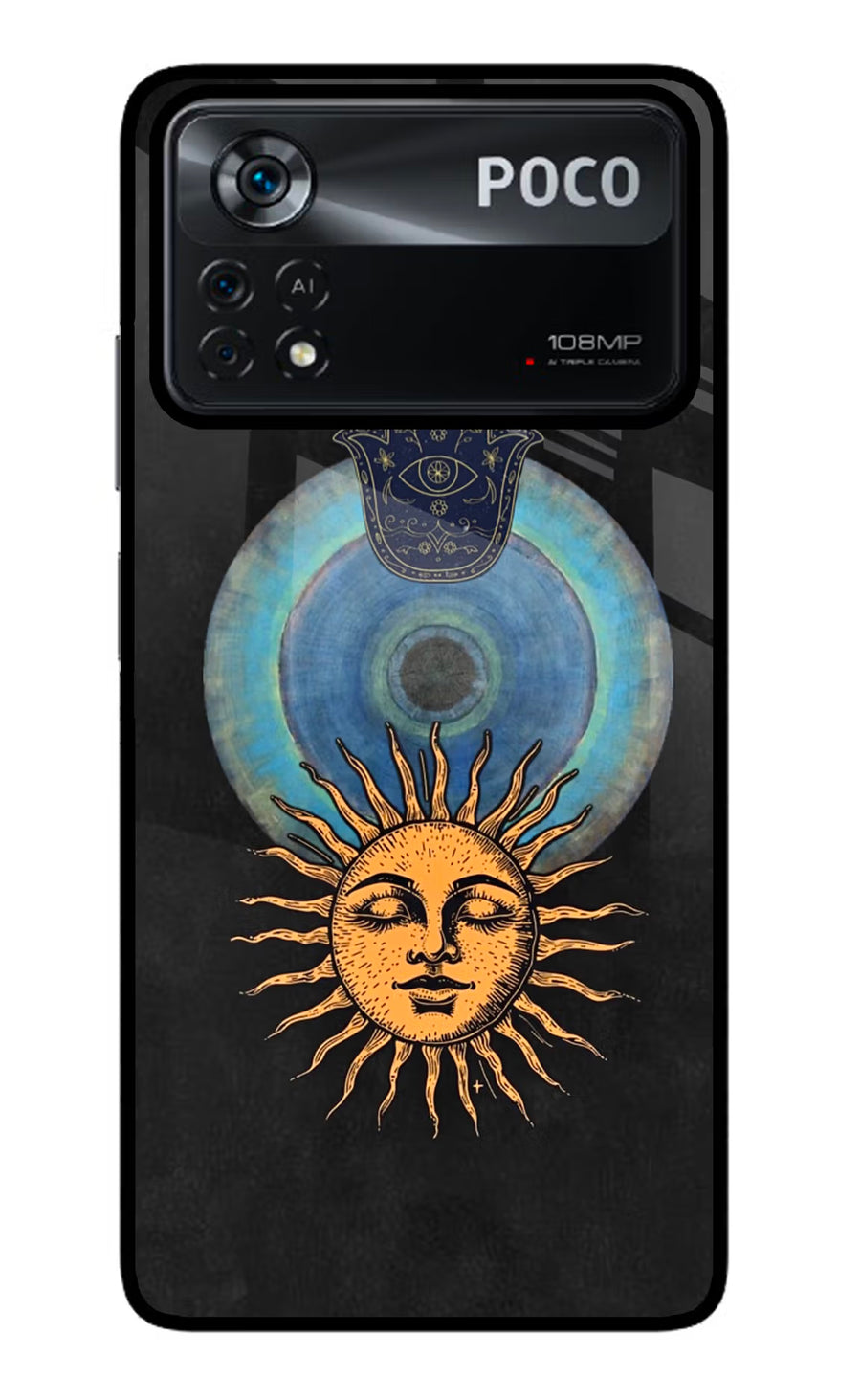 Divine Sun Poco X4 Pro Back Cover, Glass case