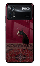 Midnight Cat Poco X4 Pro Glass Case
