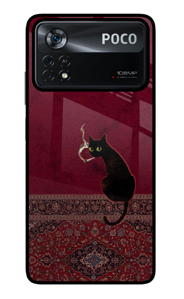 Midnight Cat Poco X4 Pro Glass Case