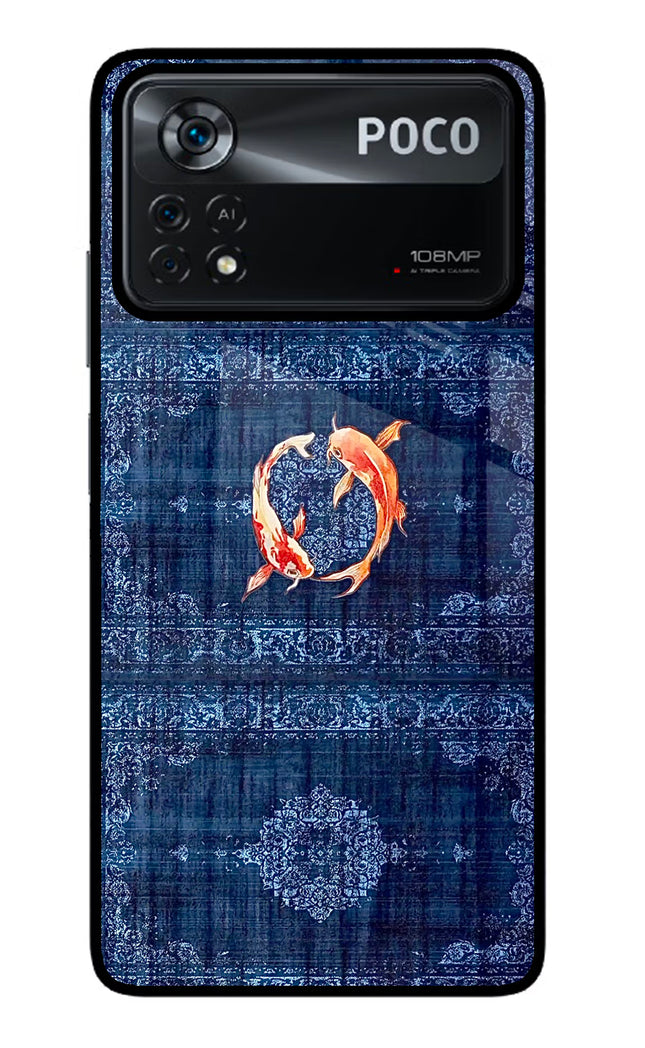 Koi Blue Poco X4 Pro Glass Case