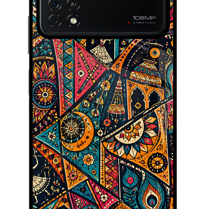 Folk Print Poco X4 Pro Glass Case