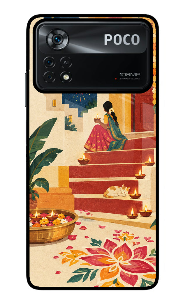 Diwali Rangoli Poco X4 Pro Glass Case