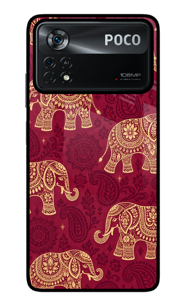 Maroon Elephant Poco X4 Pro Glass Case