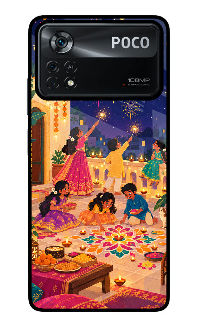 Diwali Night Poco X4 Pro Glass Case