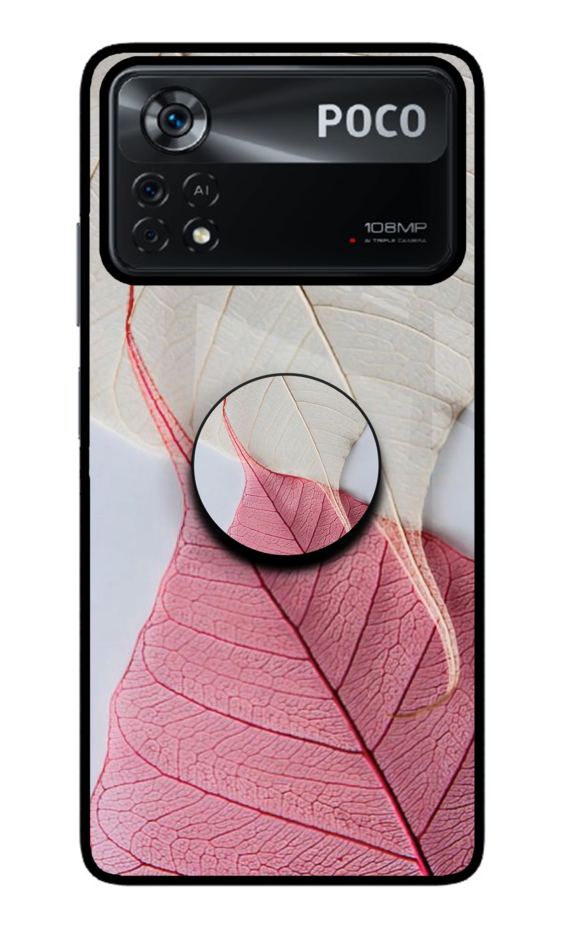 White Pink Leaf Poco X4 Pro Pop Case