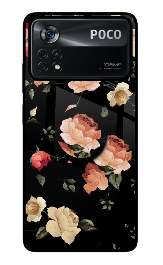 Flowers Poco X4 Pro Glass Case