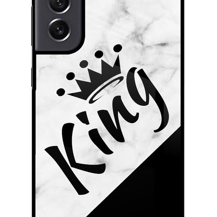 King Samsung S21 FE 5G Glass Case Back Cover by Casekaro