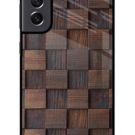 Wooden Cube Design Samsung S21 FE 5G Glass Case Back Cover by Casekaro